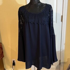 Roz & Ali Navy Lace Blouse